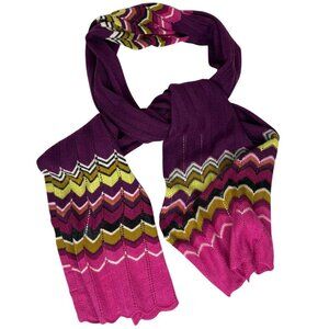 Missoni X Target Wool Blend Purple ZIG-ZAG Chevron  Knit 13" x 68" Scarf Ltd Ed